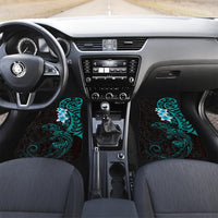 New Zealand Tuatara Plumeria Car Mats Maori Teal Koru Tribal Tattoo LT01 Set 2pcs - Front Teal - Polynesian Pride