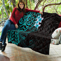 New Zealand Tuatara Plumeria Quilt Maori Teal Koru Tribal Tattoo LT01 - Polynesian Pride