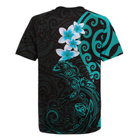 New Zealand Tuatara Plumeria Rugby Jersey Maori Teal Koru Tribal Tattoo LT01 - Polynesian Pride
