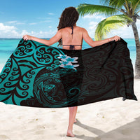 New Zealand Tuatara Plumeria Sarong Maori Teal Koru Tribal Tattoo LT01 - Polynesian Pride