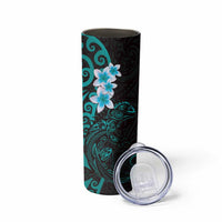 New Zealand Tuatara Plumeria Skinny Tumbler Maori Teal Koru Tribal Tattoo LT01 - Polynesian Pride