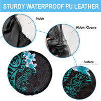 New Zealand Tuatara Plumeria Spare Tire Cover Maori Teal Koru Tribal Tattoo LT01 - Polynesian Pride