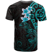 New Zealand Tuatara Plumeria T Shirt Maori Teal Koru Tribal Tattoo LT01 - Polynesian Pride
