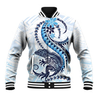 Blue Maori Tuatara Baseball Jacket Luxury Pastel Pattern
