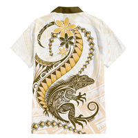 Gold Maori Tuatara Family Matching Mermaid Dress and Hawaiian Shirt Luxury Pastel Pattern LT01 - Polynesian Pride