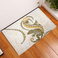 Gold Maori Tuatara Rubber Doormat Luxury Pastel Pattern