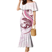 Pink Maori Tuatara Family Matching Mermaid Dress and Hawaiian Shirt Luxury Pastel Pattern LT01 Mom's Dress Pink - Polynesian Pride