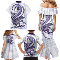 Purple Maori Tuatara Family Matching Mermaid Dress and Hawaiian Shirt Luxury Pastel Pattern LT01 - Polynesian Pride