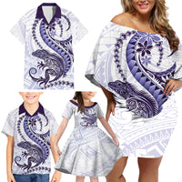 Purple Maori Tuatara Family Matching Off Shoulder Short Dress and Hawaiian Shirt Luxury Pastel Pattern LT01 - Polynesian Pride
