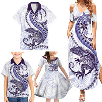 Purple Maori Tuatara Family Matching Summer Maxi Dress and Hawaiian Shirt Luxury Pastel Pattern LT01 - Polynesian Pride