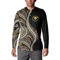 Hawaii Pineapple Brown Tribal Pattern Button Sweatshirt - Polynesian Pride