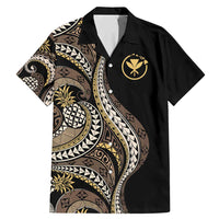 Hawaii Pineapple Brown Tribal Pattern Family Matching Mermaid Dress and Hawaiian Shirt LT01 Dad's Shirt - Short Sleeve Brown - Polynesian Pride