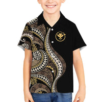 Hawaii Pineapple Brown Tribal Pattern Family Matching Summer Maxi Dress and Hawaiian Shirt - Polynesian Pride