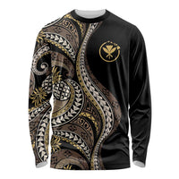 Hawaii Pineapple Brown Tribal Pattern Long Sleeve Shirt - Polynesian Pride