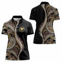 Hawaii Pineapple Brown Tribal Pattern Women Polo Shirt - Polynesian Pride