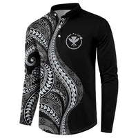 Hawaii Pineapple Gray Scale Tribal Pattern Button Sweatshirt - Polynesian Pride