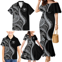 Hawaii Pineapple Gray Scale Tribal Pattern Family Matching Mermaid Dress and Hawaiian Shirt LT01 - Polynesian Pride