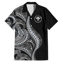 Hawaii Pineapple Gray Scale Tribal Pattern Family Matching Mermaid Dress and Hawaiian Shirt LT01 Dad's Shirt - Short Sleeve Black - Polynesian Pride