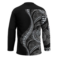 Hawaii Pineapple Gray Scale Tribal Pattern Hockey Jersey - Polynesian Pride