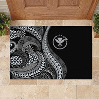 Hawaii Pineapple Gray Scale Tribal Pattern Rubber Doormat - Polynesian Pride