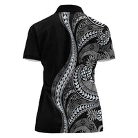 Hawaii Pineapple Gray Scale Tribal Pattern Women Polo Shirt - Polynesian Pride