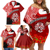 New Zealand ANZAC Waitangi Day Family Matching Off Shoulder Short Dress and Hawaiian Shirt Lest We Forget Soldier Tiki Maori Style LT03 - Polynesian Pride