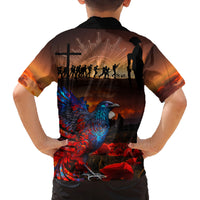 New Zealand Tui Bird Soldier ANZAC Family Matching Puletasi and Hawaiian Shirt Lest We Forget LT03 - Polynesian Pride