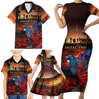New Zealand Tui Bird Soldier ANZAC Family Matching Short Sleeve Bodycon Dress and Hawaiian Shirt Lest We Forget LT03 - Polynesian Pride