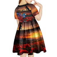 New Zealand Tui Bird Soldier ANZAC Kid Short Sleeve Dress Lest We Forget LT03 - Polynesian Pride