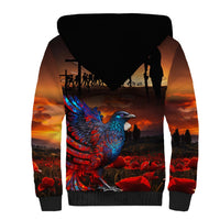 New Zealand Tui Bird Soldier ANZAC Sherpa Hoodie Lest We Forget LT03 - Polynesian Pride