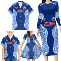Custom Manu Samoa Rugby Family Matching Long Sleeve Bodycon Dress and Hawaiian Shirt Polynesian Tattoo LT03 - Polynesian Pride