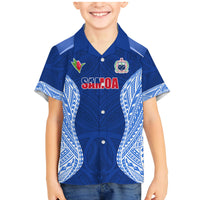 Custom Manu Samoa Rugby Family Matching Mermaid Dress and Hawaiian Shirt Polynesian Tattoo LT03 Son's Shirt Blue - Polynesian Pride