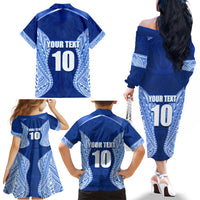 Custom Manu Samoa Rugby Family Matching Off The Shoulder Long Sleeve Dress and Hawaiian Shirt Polynesian Tattoo LT03 - Polynesian Pride