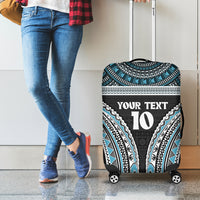 Custom Flying Fijians Rugby Luggage Cover Tapa Tribal Cloth Black Color LT03 - Polynesian Pride