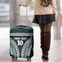 Custom Flying Fijians Rugby Luggage Cover Tapa Tribal Cloth Black Color LT03 - Polynesian Pride