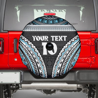 Custom Flying Fijians Rugby Spare Tire Cover Tapa Tribal Cloth Black Color LT03 - Polynesian Pride