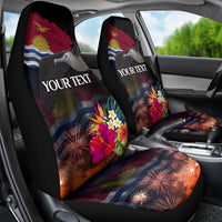 Personalised Kiribati Independence Day Car Seat Cover Frigatebird and Plumeria Hibiscus Flower LT03 - Polynesian Pride