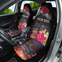 Personalised Kiribati Independence Day Car Seat Cover Frigatebird and Plumeria Hibiscus Flower LT03 - Polynesian Pride