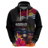 Personalised Kiribati Independence Day Hoodie Frigatebird and Plumeria Hibiscus Flower LT03 - Polynesian Pride