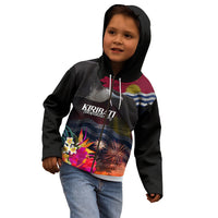 Personalised Kiribati Independence Day Kid Hoodie Frigatebird and Plumeria Hibiscus Flower LT03 - Polynesian Pride