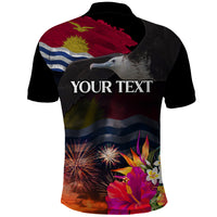 Personalised Kiribati Independence Day Polo Shirt Frigatebird and Plumeria Hibiscus Flower LT03 - Polynesian Pride