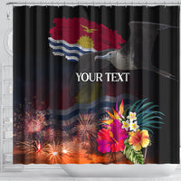 Personalised Kiribati Independence Day Shower Curtain Frigatebird and Plumeria Hibiscus Flower LT03 - Polynesian Pride