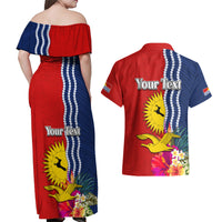 Personalised Kiribati Independence Day Couples Matching Off Shoulder Maxi Dress and Hawaiian Shirt Kiribati Map With Flag Color LT03 - Polynesian Pride