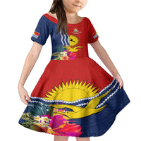 Personalised Kiribati Independence Day Family Matching Mermaid Dress and Hawaiian Shirt Kiribati Map With Flag Color LT03 Daughter's Dress Red - Polynesian Pride