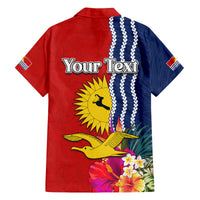Kiribati Independence Day Family Matching Off Shoulder Maxi Dress and Hawaiian Shirt Kiribati Map With Flag Color
