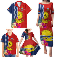 Personalised Kiribati Independence Day Family Matching Puletasi and Hawaiian Shirt Kiribati Map With Flag Color LT03 - Polynesian Pride