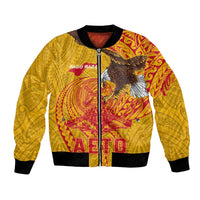 Personalized American Samoa Fautasi Race Bomber Jacket Aeto Pago Pago with Eagle Samoan Tribal Patterns