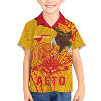 Personalized American Samoa Fautasi Race Family Matching Off Shoulder Maxi Dress and Hawaiian Shirt Aeto Pago Pago with Eagle Samoan Tribal Patterns LT03 Son's Shirt Multicolor - Polynesian Pride