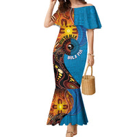 Fiji and Australia Together Family Matching Mermaid Dress and Hawaiian Shirt Tapa Tribal Tattoo mix Aboriginal Pattern LT03 Mom's Dress Black - Polynesian Pride