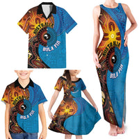 Fiji and Australia Together Family Matching Tank Maxi Dress and Hawaiian Shirt Tapa Tribal Tattoo mix Aboriginal Pattern LT03 - Polynesian Pride